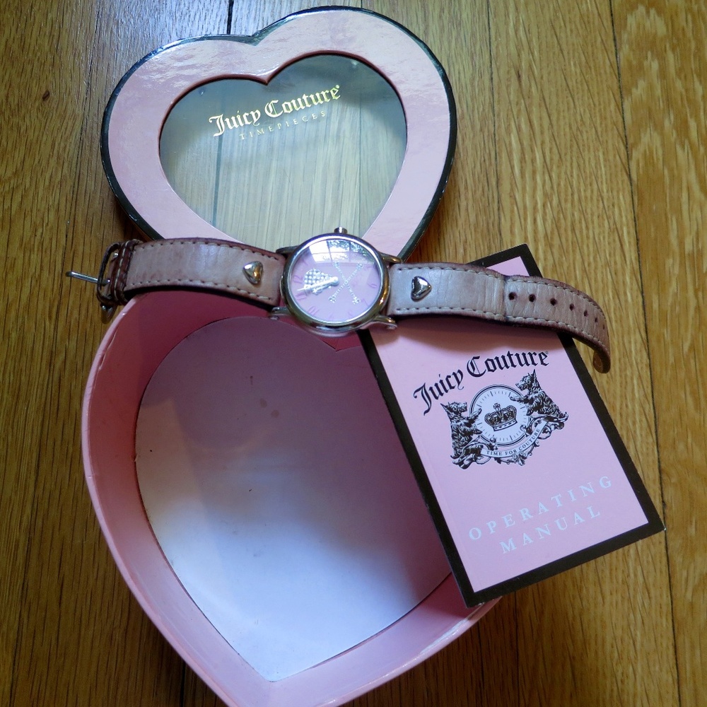 Blush Pink Juicy Couture Kids Skull Wrist Watch with Leather Strap